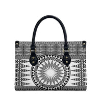 All White Tonga Malo e lelei Leather Bag Vintage Ngatu Tribal Pattern - Polynesian Pride