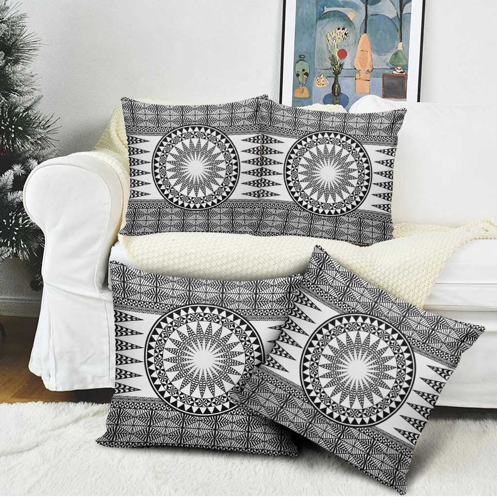 All White Tonga Malo e lelei Pillow Cover Vintage Ngatu Tribal Pattern - Polynesian Pride