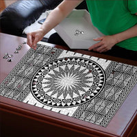 All White Tonga Malo e lelei Puzzle Vintage Ngatu Tribal Pattern LT9 - Polynesian Pride