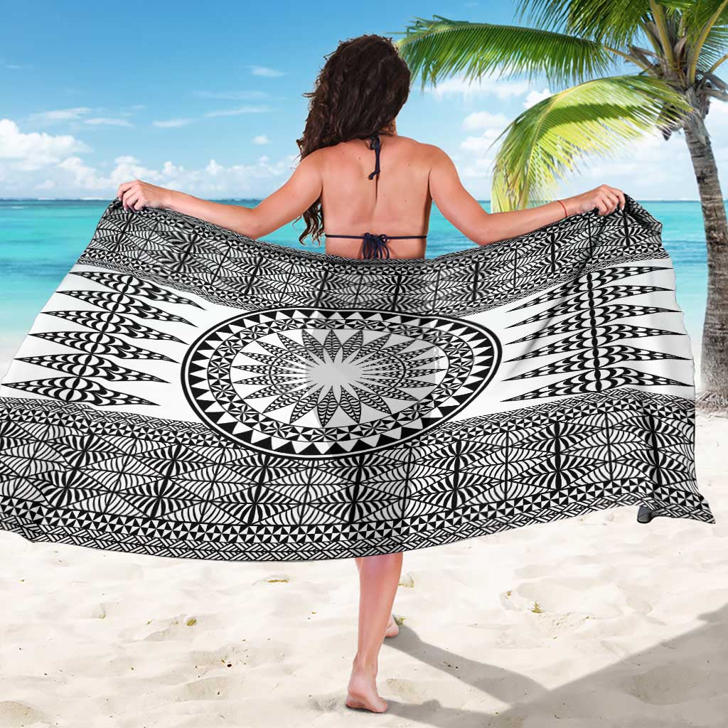 All White Tonga Malo e lelei Sarong Vintage Ngatu Tribal Pattern - Polynesian Pride
