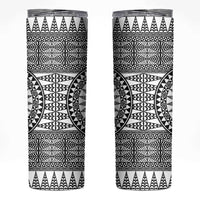 All White Tonga Malo e lelei Skinny Tumbler Vintage Ngatu Tribal Pattern - Polynesian Pride