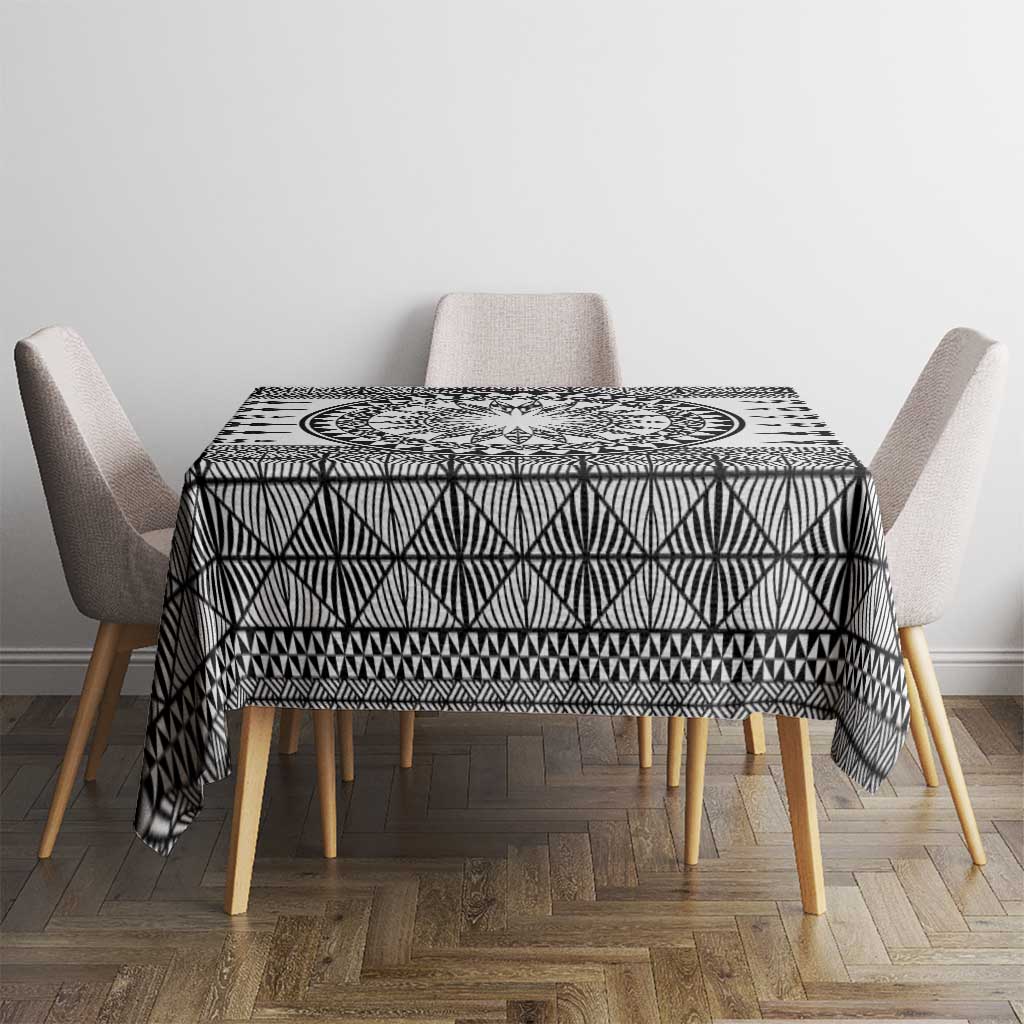 All White Tonga Malo e lelei Tablecloth Vintage Ngatu Tribal Pattern - Polynesian Pride