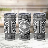 All White Tonga Malo e lelei Tumbler Cup Vintage Ngatu Tribal Pattern - Polynesian Pride