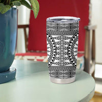 All White Tonga Malo e lelei Tumbler Cup Vintage Ngatu Tribal Pattern - Polynesian Pride