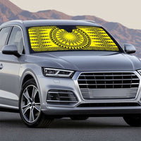 All Yellow Tonga Malo e lelei Auto Sun Shade Vintage Ngatu Tribal Pattern - Polynesian Pride