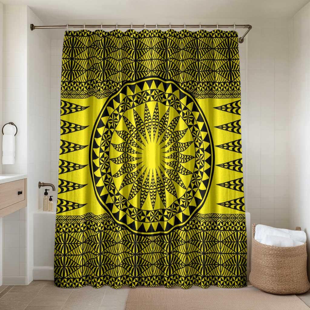 All Yellow Tonga Malo e lelei Bathroom Set Vintage Ngatu Tribal Pattern - Polynesian Pride