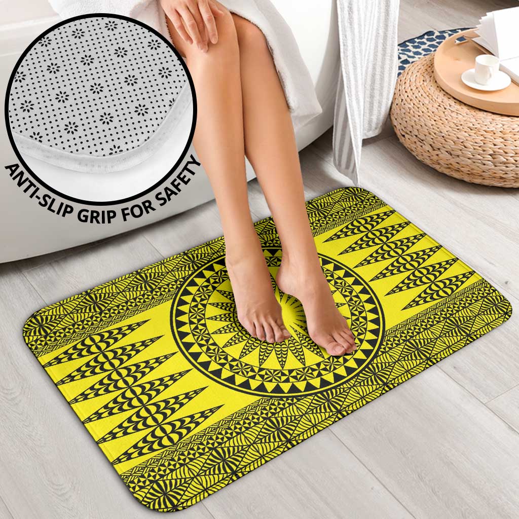 All Yellow Tonga Malo e lelei Bathroom Set Vintage Ngatu Tribal Pattern - Polynesian Pride