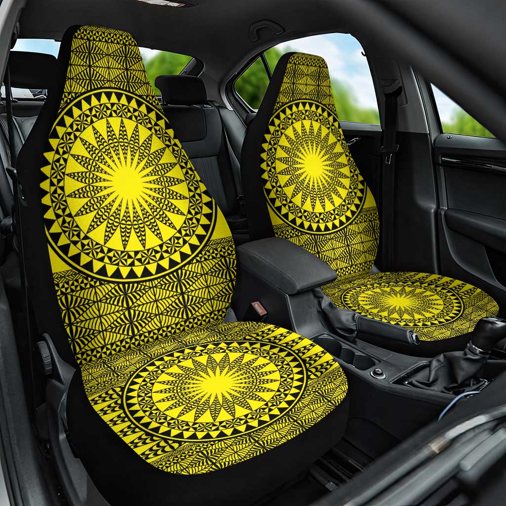All Yellow Tonga Malo e lelei Car Seat Cover Vintage Ngatu Tribal Pattern - Polynesian Pride