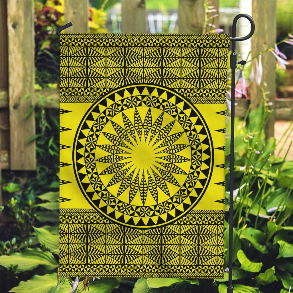 All Yellow Tonga Malo e lelei Garden Flag Vintage Ngatu Tribal Pattern - Polynesian Pride