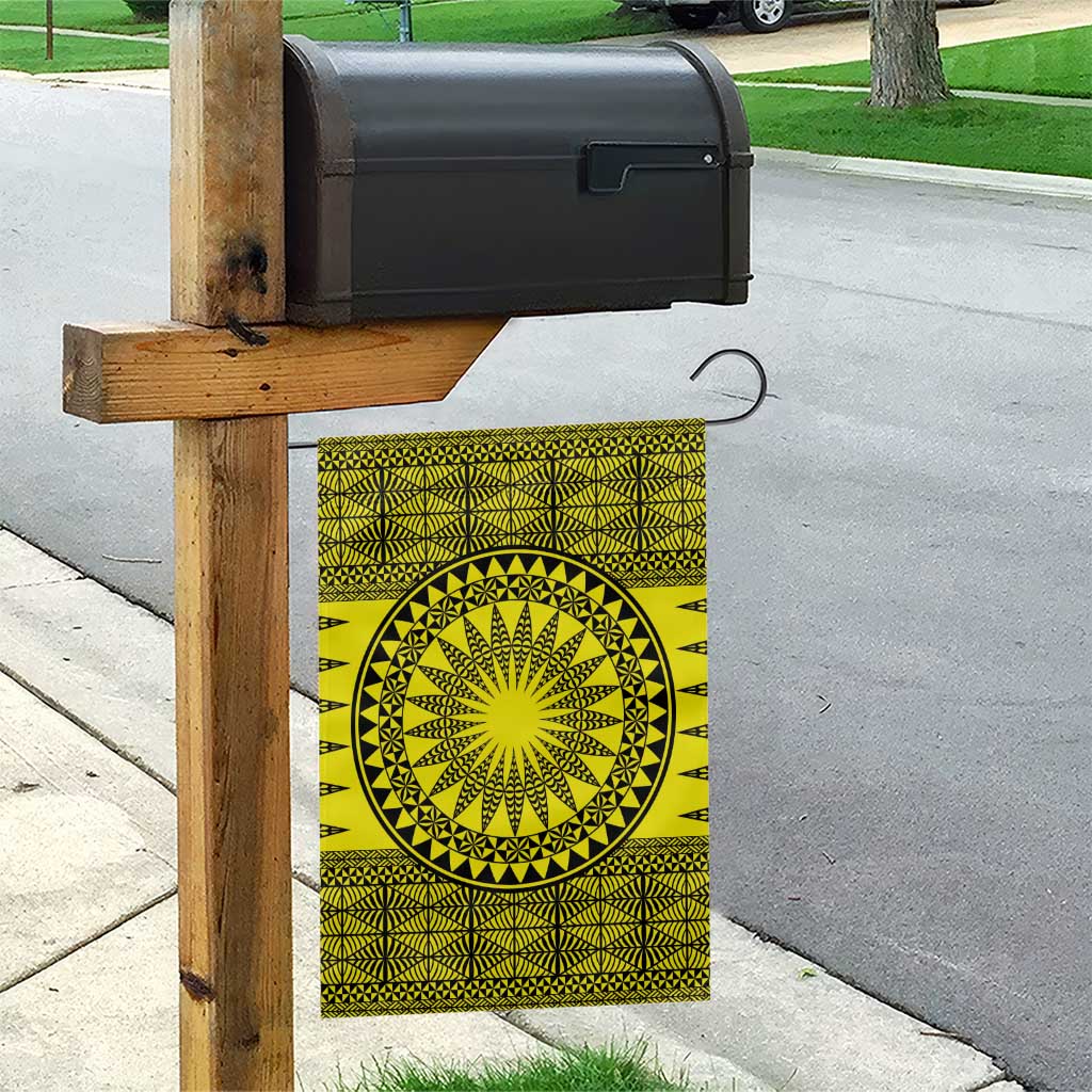 All Yellow Tonga Malo e lelei Garden Flag Vintage Ngatu Tribal Pattern - Polynesian Pride