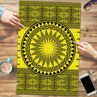 All Yellow Tonga Malo e lelei Puzzle Vintage Ngatu Tribal Pattern LT9 Yellow - Polynesian Pride