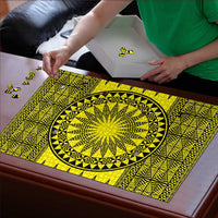 All Yellow Tonga Malo e lelei Puzzle Vintage Ngatu Tribal Pattern LT9 - Polynesian Pride