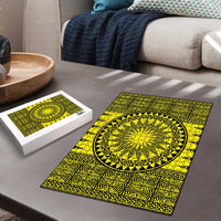 All Yellow Tonga Malo e lelei Puzzle Vintage Ngatu Tribal Pattern LT9 - Polynesian Pride