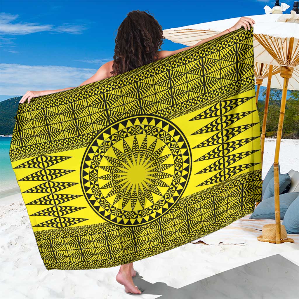 All Yellow Tonga Malo e lelei Sarong Vintage Ngatu Tribal Pattern - Polynesian Pride