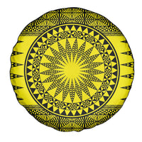 All Yellow Tonga Malo e lelei Spare Tire Cover Vintage Ngatu Tribal Pattern - Polynesian Pride