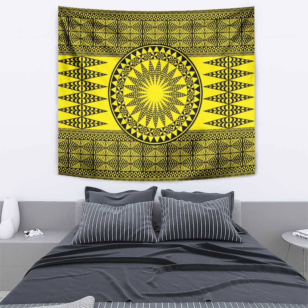 All Yellow Tonga Malo e lelei Tapestry Vintage Ngatu Tribal Pattern - Polynesian Pride