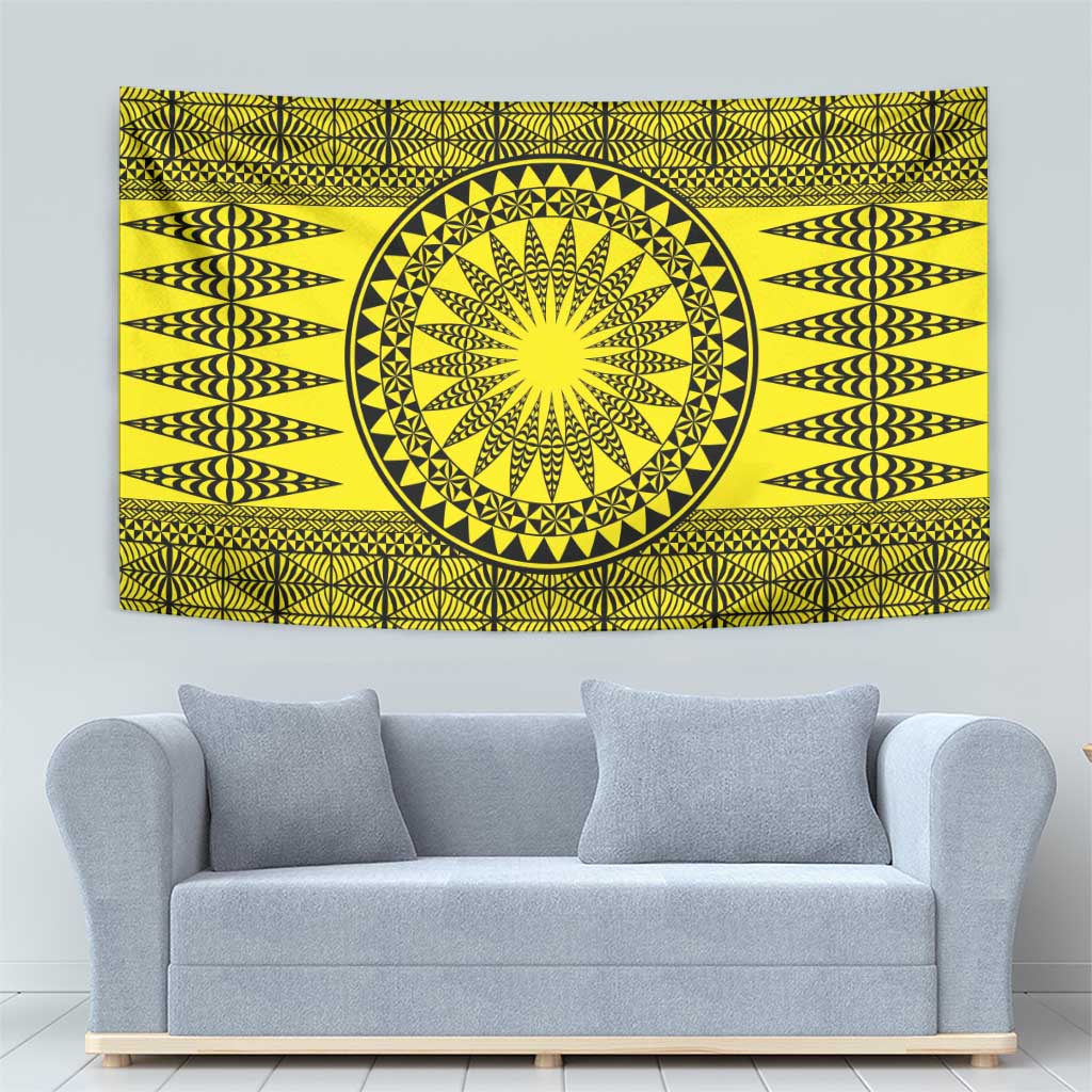 All Yellow Tonga Malo e lelei Tapestry Vintage Ngatu Tribal Pattern - Polynesian Pride