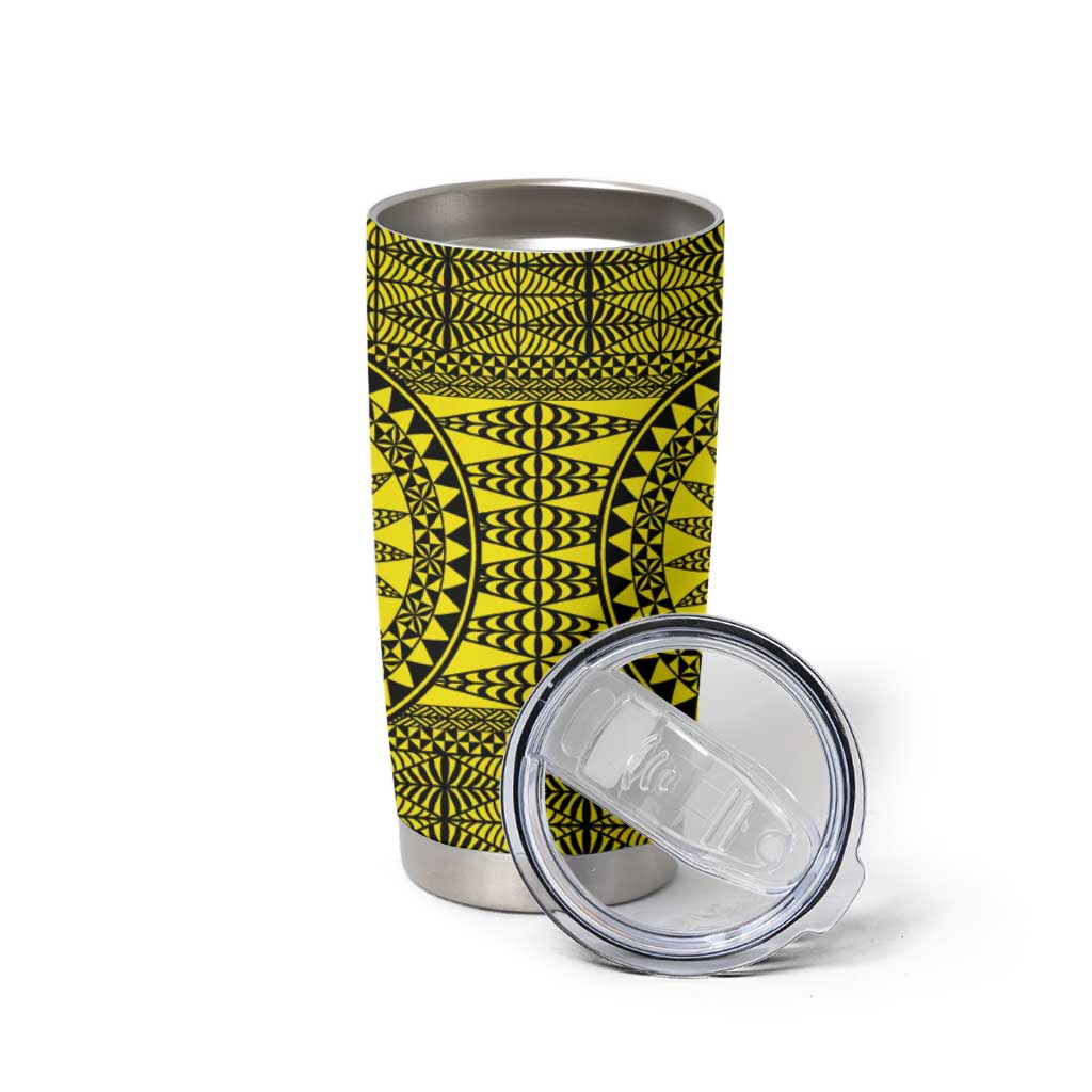 All Yellow Tonga Malo e lelei Tumbler Cup Vintage Ngatu Tribal Pattern - Polynesian Pride