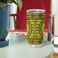 All Yellow Tonga Malo e lelei Tumbler Cup Vintage Ngatu Tribal Pattern - Polynesian Pride