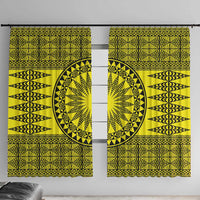 All Yellow Tonga Malo e lelei Window Curtain Vintage Ngatu Tribal Pattern - Polynesian Pride