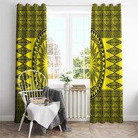 All Yellow Tonga Malo e lelei Window Curtain Vintage Ngatu Tribal Pattern - Polynesian Pride