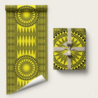 All Yellow Tonga Malo e lelei Wrapping Paper Vintage Ngatu Tribal Pattern - Polynesian Pride