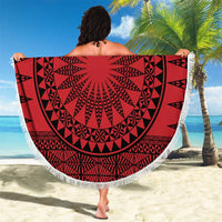All Red Tonga Malo e lelei Beach Blanket Vintage Ngatu Tribal Pattern - Polynesian Pride