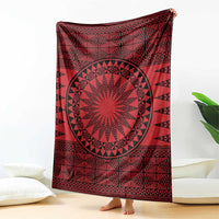 All Red Tonga Malo e lelei Blanket Vintage Ngatu Tribal Pattern - Polynesian Pride