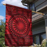 All Red Tonga Malo e lelei Garden Flag Vintage Ngatu Tribal Pattern - Polynesian Pride