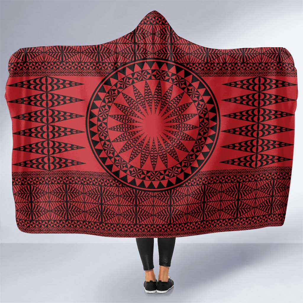 All Red Tonga Malo e lelei Hooded Blanket Vintage Ngatu Tribal Pattern LT9 One Size Red - Polynesian Pride
