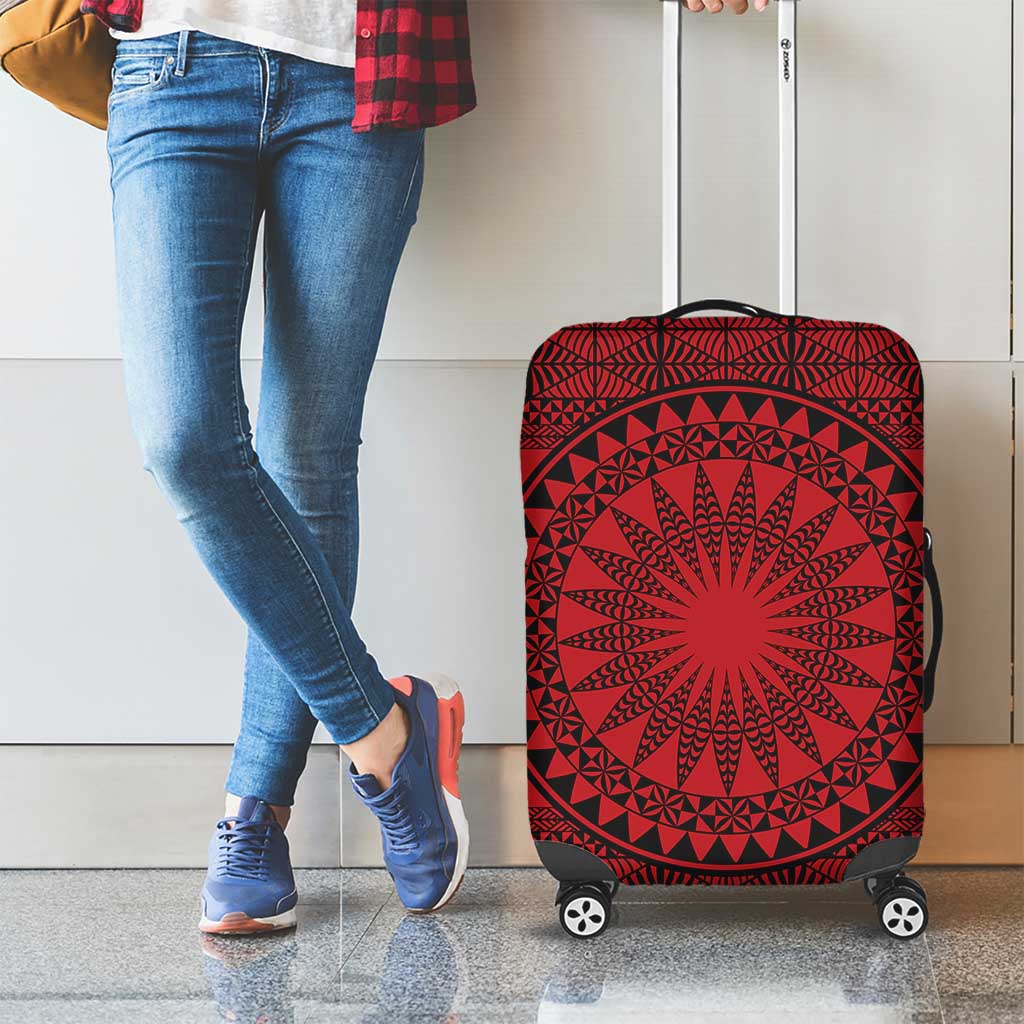 All Red Tonga Malo e lelei Luggage Cover Vintage Ngatu Tribal Pattern - Polynesian Pride