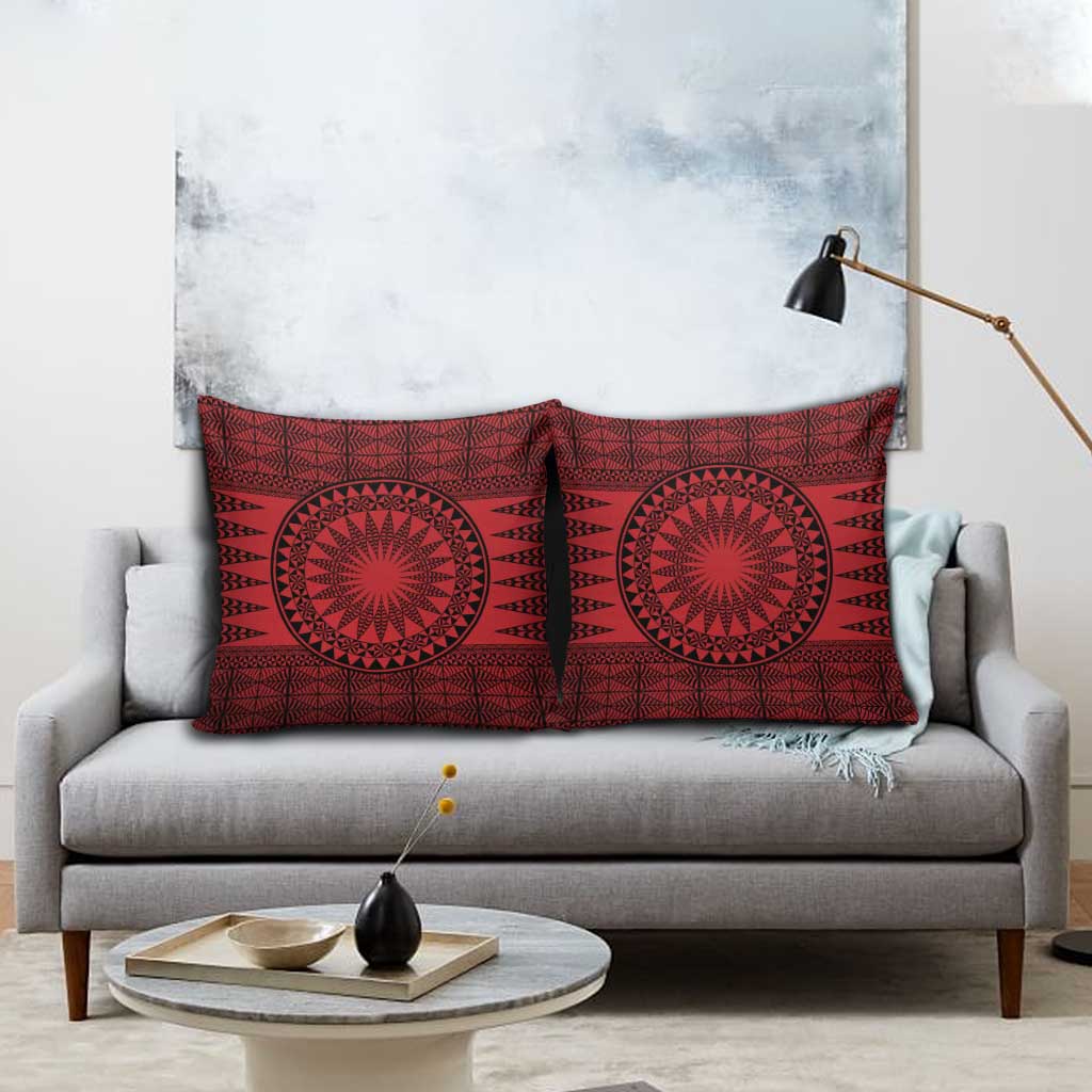All Red Tonga Malo e lelei Pillow Cover Vintage Ngatu Tribal Pattern - Polynesian Pride