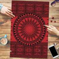 All Red Tonga Malo e lelei Puzzle Vintage Ngatu Tribal Pattern LT9 Red - Polynesian Pride