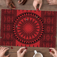 All Red Tonga Malo e lelei Puzzle Vintage Ngatu Tribal Pattern LT9 - Polynesian Pride