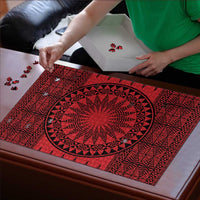 All Red Tonga Malo e lelei Puzzle Vintage Ngatu Tribal Pattern LT9 - Polynesian Pride