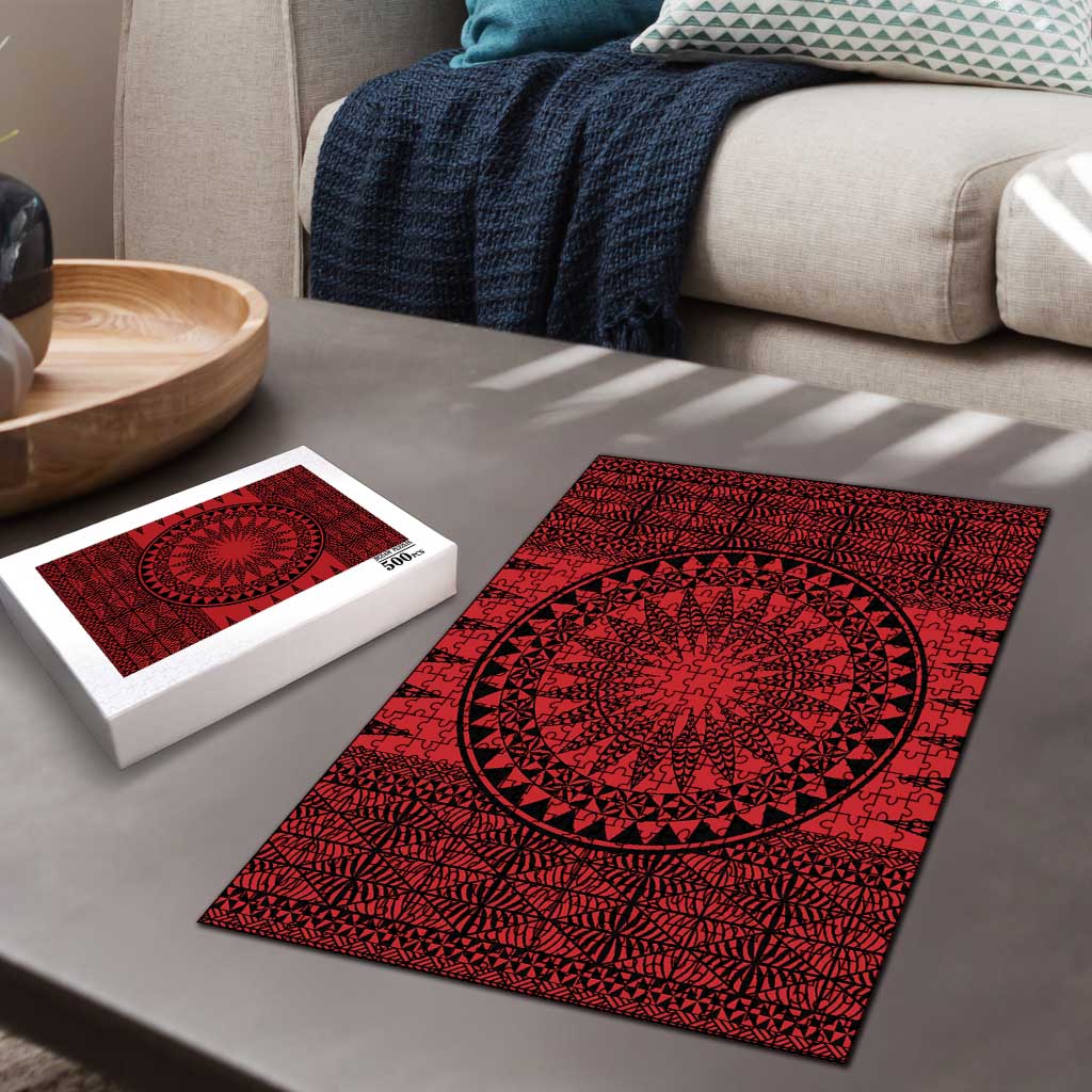 All Red Tonga Malo e lelei Puzzle Vintage Ngatu Tribal Pattern LT9 - Polynesian Pride
