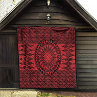 All Red Tonga Malo e lelei Quilt Vintage Ngatu Tribal Pattern - Polynesian Pride