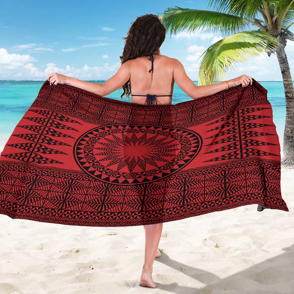 All Red Tonga Malo e lelei Sarong Vintage Ngatu Tribal Pattern - Polynesian Pride
