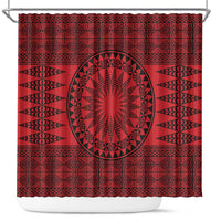 All Red Tonga Malo e lelei Shower Curtain Vintage Ngatu Tribal Pattern - Polynesian Pride