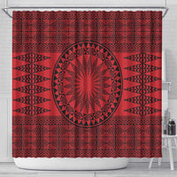 All Red Tonga Malo e lelei Shower Curtain Vintage Ngatu Tribal Pattern - Polynesian Pride