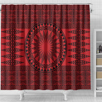 All Red Tonga Malo e lelei Shower Curtain Vintage Ngatu Tribal Pattern - Polynesian Pride