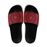 All Red Tonga Malo e lelei Slide Sandals Vintage Ngatu Tribal Pattern LT9 Red - Polynesian Pride