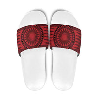All Red Tonga Malo e lelei Slide Sandals Vintage Ngatu Tribal Pattern LT9 Red - Polynesian Pride