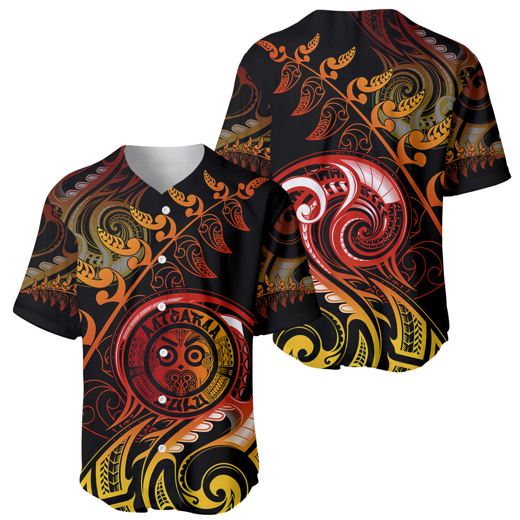 New Zealand Baseball Jersey Aotearoa Wisdom Face Maori Fern Tattoo Arty LT9 - Polynesian Pride