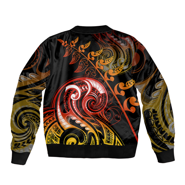 New Zealand Aotearoa Men Bomber Jacket, Maori Mangopare Paua Shell