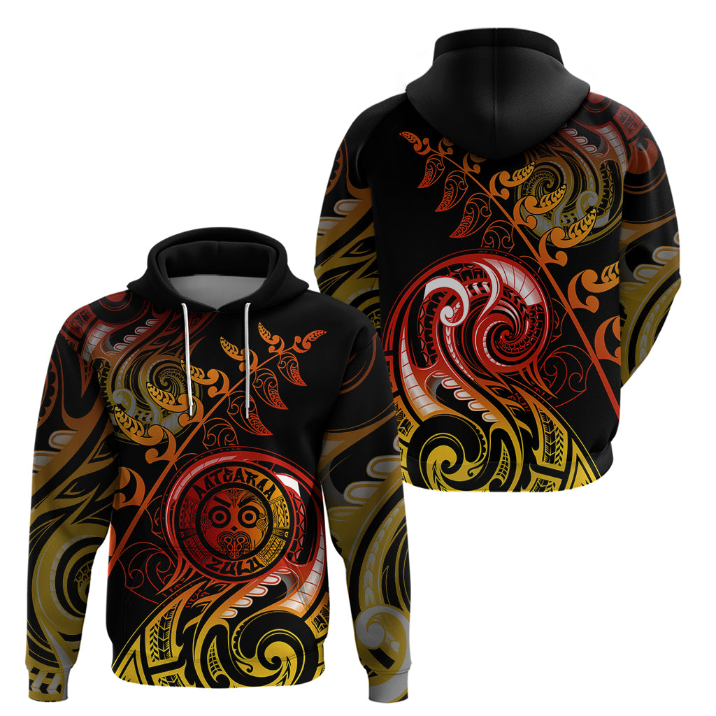 New Zealand Hoodie Aotearoa Wisdom Face Maori Fern Tattoo Arty LT9 - Polynesian Pride