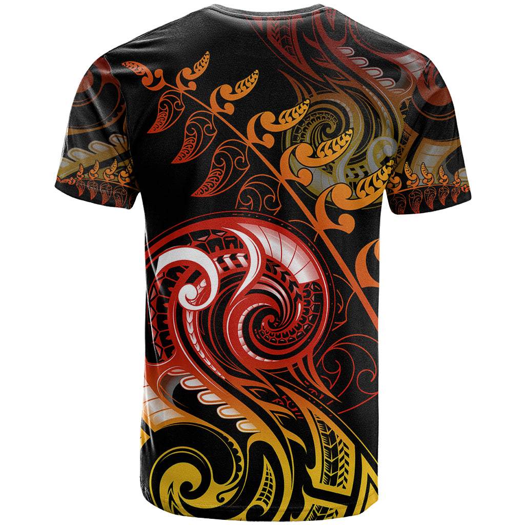 New Zealand T Shirt Aotearoa Wisdom Face Maori Fern Tattoo Arty LT9 - Polynesian Pride