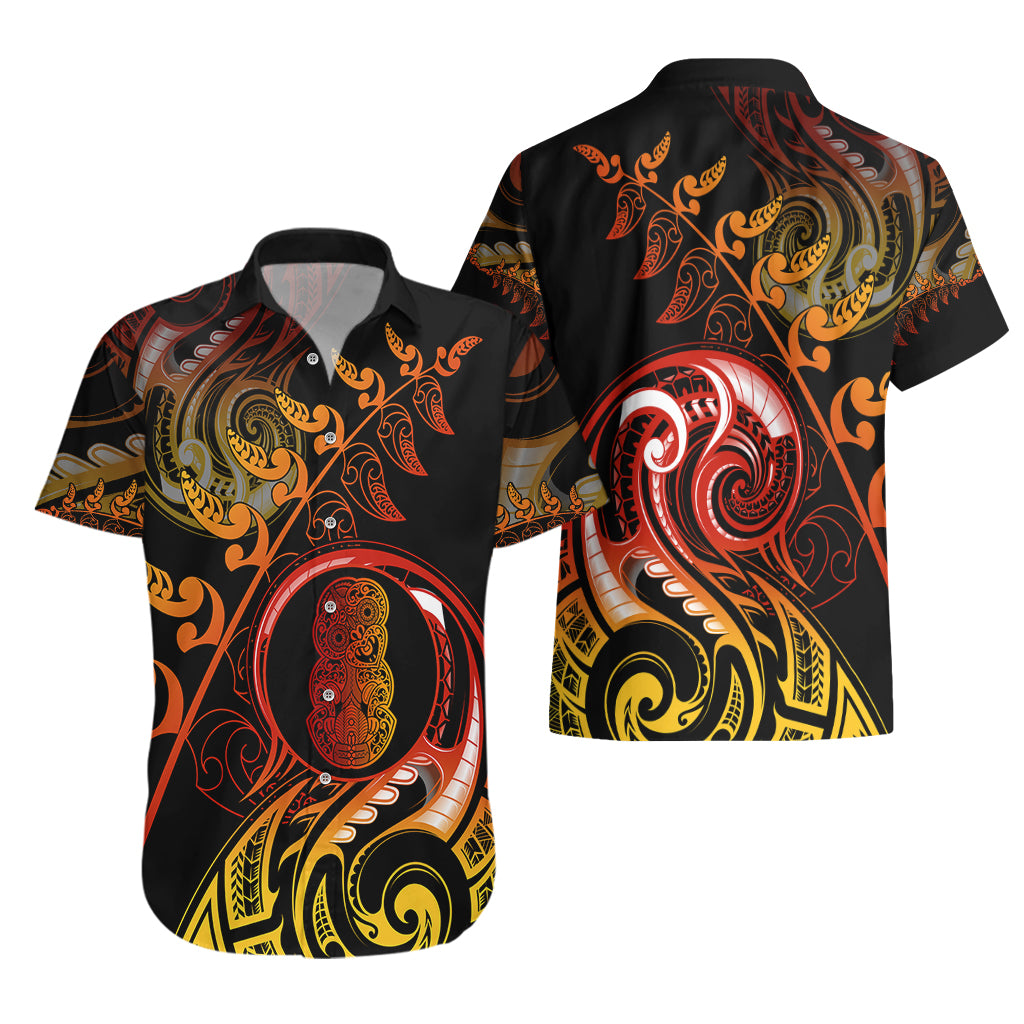 New Zealand Hawaiian Shirt Aotearoa Hei-Tiki Maori Fern Tattoo Arty LT9 - Polynesian Pride