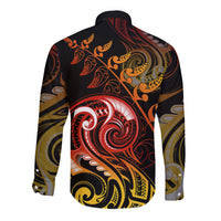 New Zealand Long Sleeve Button Shirt Aotearoa Hei-Tiki Maori Fern Tattoo Arty LT9 - Polynesian Pride