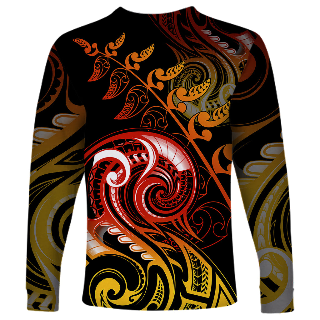 New Zealand Long Sleeve Shirt Aotearoa Hei-Tiki Maori Fern Tattoo Arty LT9 - Polynesian Pride